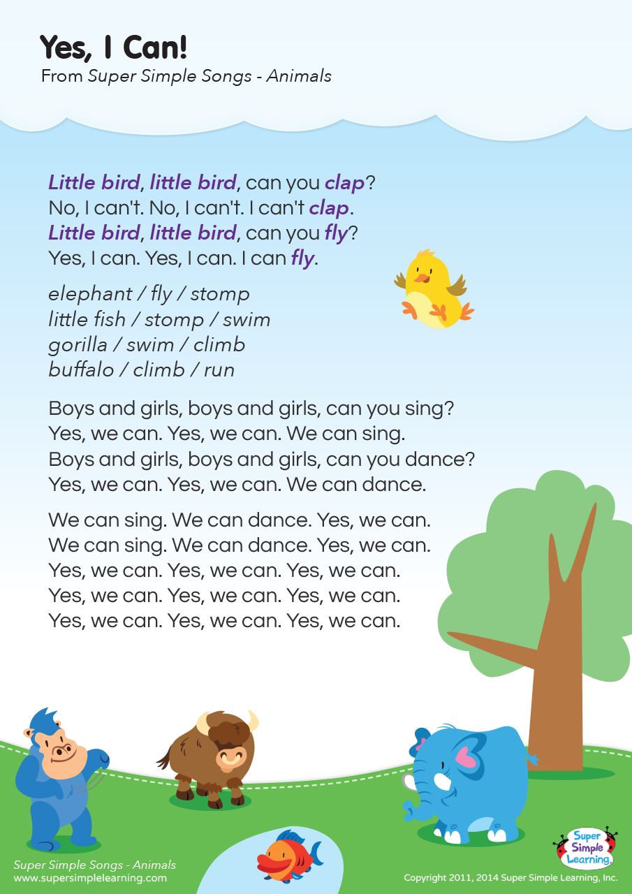Yes I Can Lyrics Poster Super Simple