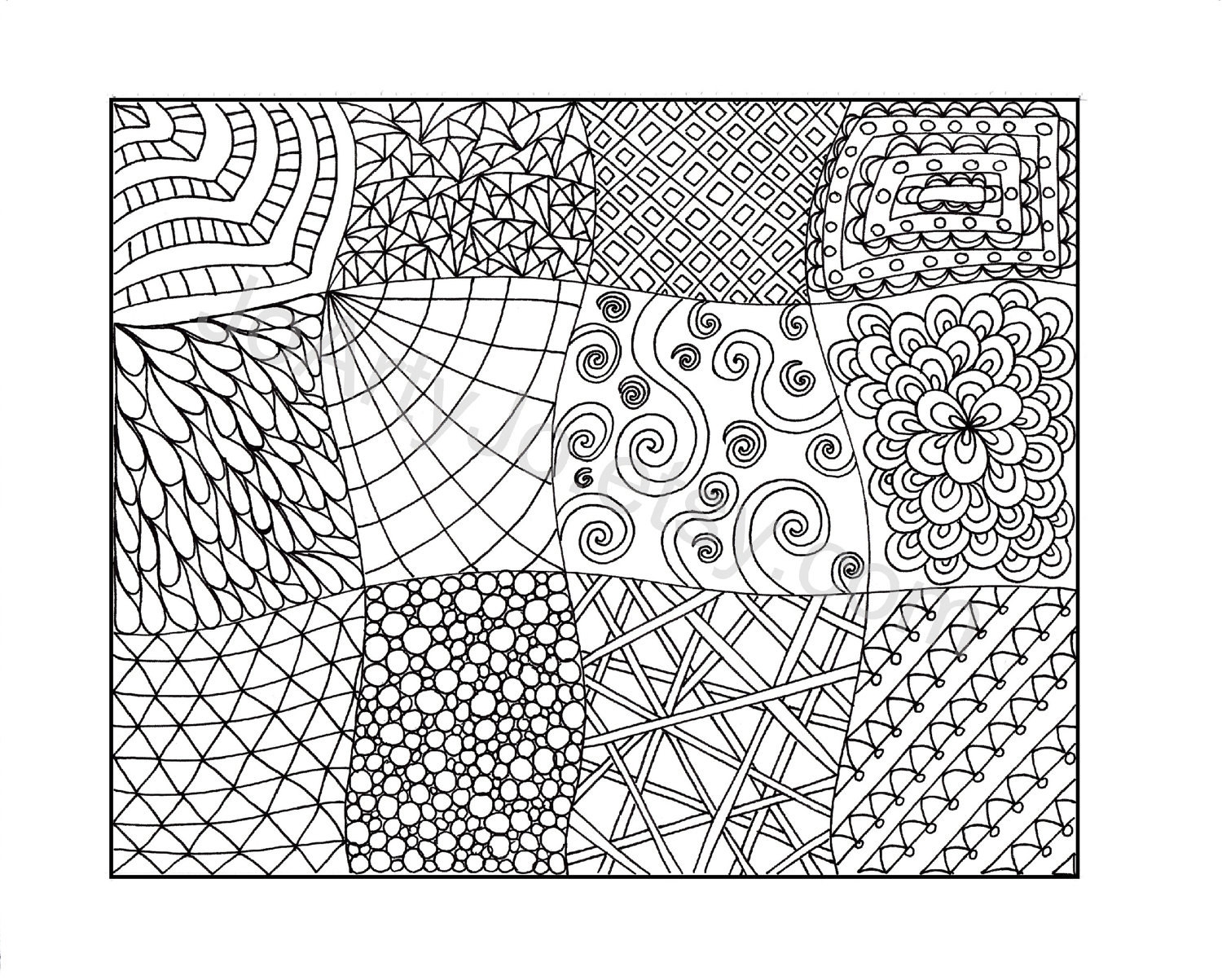 Zendoodle Coloring Page Printable PDF Zentangle Inspired Page 