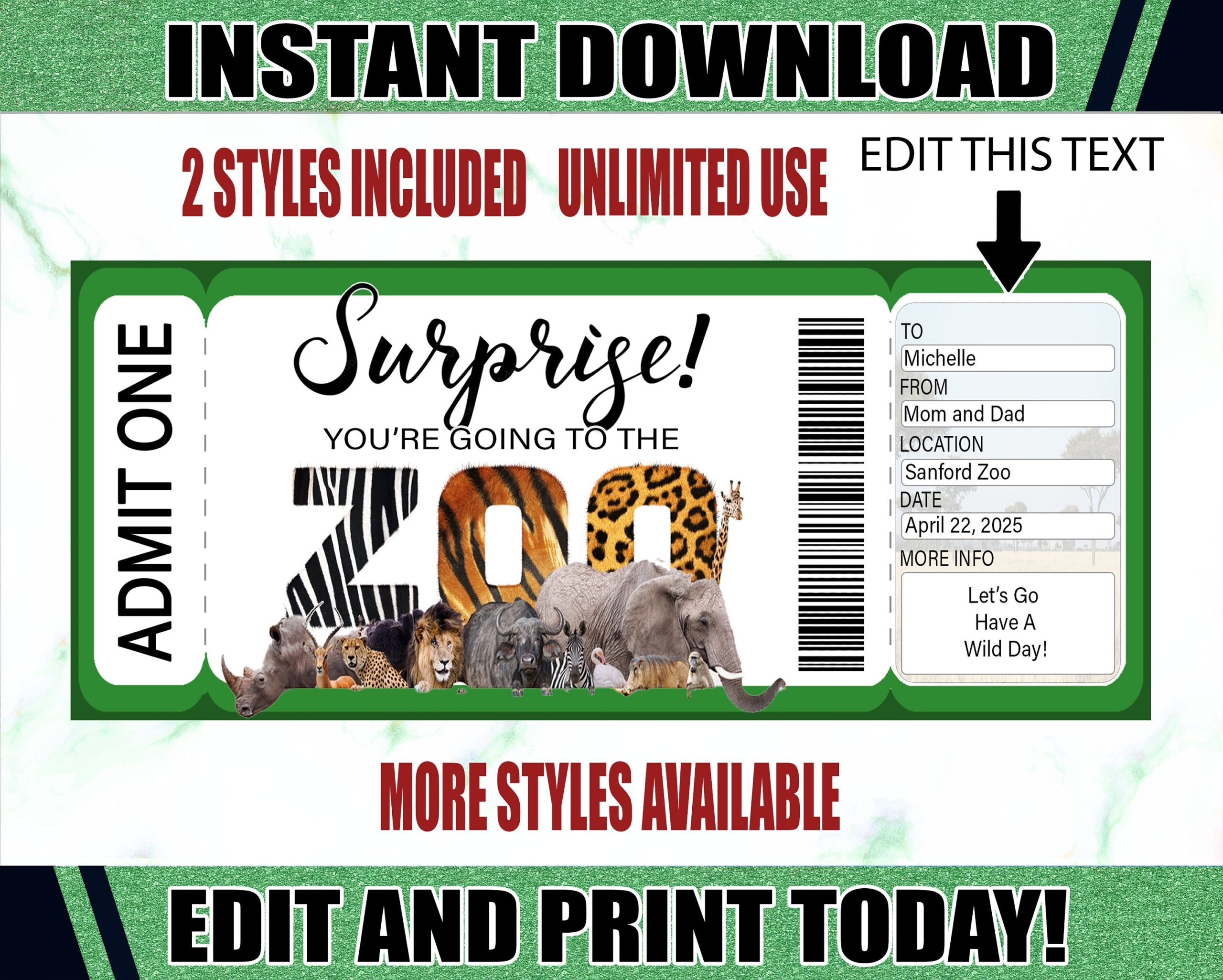 Free Printable Zoo Ticket Template